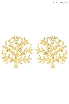 Simply Silver Gold Plated Sterling Silver 925 Tree of Love Stud Earrings (N15609) | $55