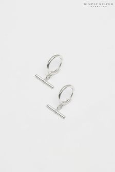 Simply Silver 925 T Bar Hoop Earrings (N15612) | 179 LEI