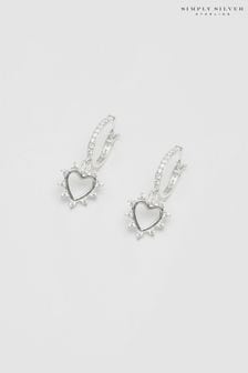 Simply Silver Sterling Silver Tone 925 Cubic Zirconia Open Heart Earrings (N15615) | AED194