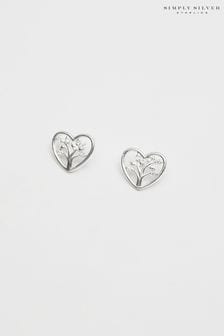 Simply Silver Sterling Silver Tone 925 Tree of Love Heart Stud Earrings (N15616) | kr325