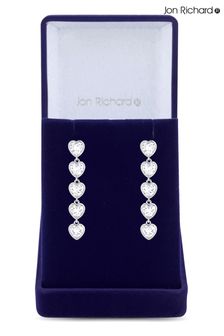 Jon Richard Silver Tone Cubic Zirconia Heart Gift Boxed Earrings (N15624) | LEI 239