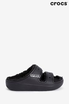 黑色 - Crocs經典人造皮毛襯里舒適涼鞋 (N15634) | NT$2,570