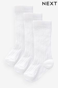 White Knee High Baby Socks 3 Pack (0mths-2yrs) (N15791) | $8