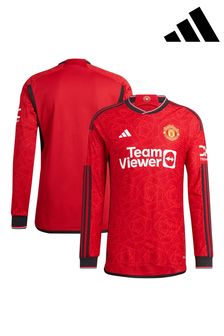 قميص بطبعة شعار Manchester United أصلي وكم طويل من Adidas 202324 (N16150) | 594 ر.ق