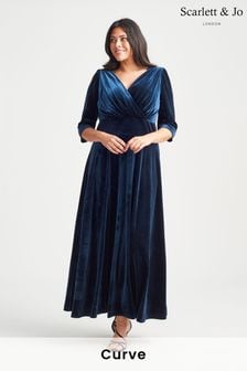 Scarlett & Jo Navy Blue Verity Velvet Maxi Gown (N16186) | AED666