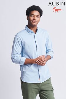 Aubin Navy Blue Hessle Garment Dyed Shirt (N16243) | 136 €