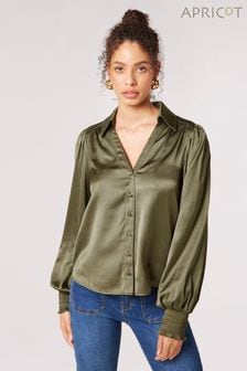 Apricot Green Open Collar Smock Sleeve Shirt (N16376) | €18.50