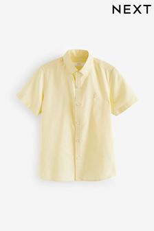 أصفر - قميص أكسفورد من القطن الغني بكم قصير (3-16 سنة) (N16391) | 45 ر.ق - 69 ر.ق