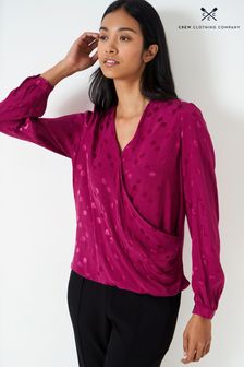Crew Clothing Company Jacquard-Bluse in Relaxed Fit, Rosa (N16406) | 50 €