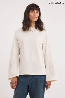 JD Williams Cream Embroided Sweatshirt (N16418) | LEI 167