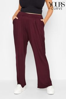 Yours Curve Red Pleat Stretch Wide Leg Trousers (N16506) | €13.50