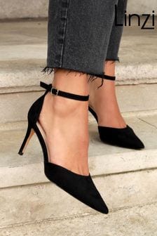 Linzi Black Maci Stiletto Court Heels With Ankle Strap (N16626) | 54 €