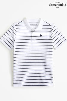 Abercrombie & Fitch Logo Stripe White Polo Shirt (N16627) | €31
