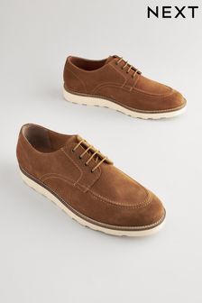 Tan Brown Suede Apron Wedge Shoes (N16680) | 247 QAR