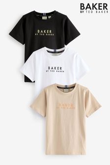 Světle hnědá/bílá - Sada 3 triček Baker by Ted Baker (N16705) | 1 190 Kč - 1 350 Kč