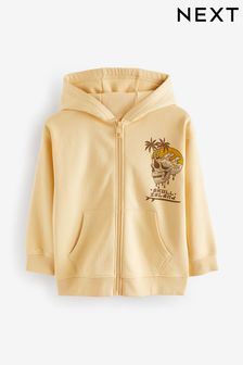 Yellow Zip Through Hoodie With Front And Back Print (3-16yrs) (N16714) | KRW40,600 - KRW49,100