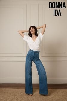 Синие широкие расклешенные джинсы с высоким вырезом Donna Ida Minnie The (N16819) | €285