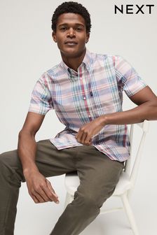 Pink Check Easy Iron Button Down Oxford Shirt (N16907) | $33