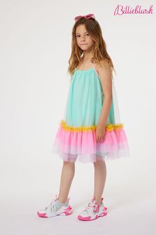Billieblush Green Sleeveless Dress With Rainbow Mesh Tutu