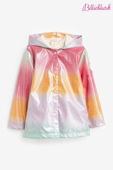 Billieblush Pink Rainbow Glitter Raincoat With Hood