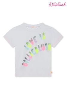 Billieblush Rainbow Glitter Logo White T-Shirt