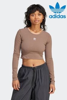 رداء علوي بني أساسي مضلع بكم طويل من Adidas Originals (N16982) | 183 د.إ