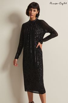 Phase Eight Cindy Sequin Midi Black Dress (N17055) | €79
