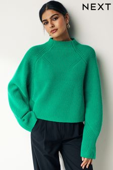 Green Long sleeve Ribbed Cropped Jumper (N17117) | AED78