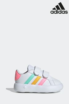 adidas Off White/Pink Kids Grand Court 2.0 Shoes (N17134) | 114 QAR