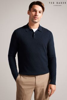 Ted Baker Blue Morar Stitch Knitted Polo Shirt (N17141) | 512 QAR