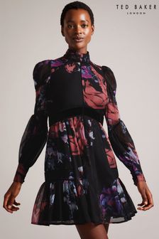 Ted Baker Gretaah Mini robe noire à empiècement en forme d’échelle (N17240) | €114