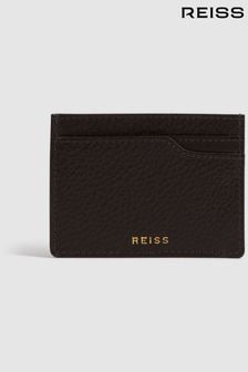 Reiss Chocolate Cabot Leather Card Holder (N17281) | 221 QAR