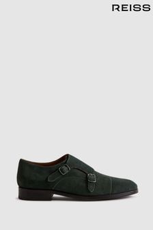 Reiss Forest Green Amalfi Suede Double Monk Strap Shoes (N17282) | OMR149