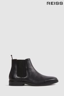 Reiss Black Renor Leather Chelsea Boots (N17286) | $347