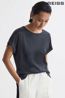 Reiss Helen T-Shirt mit Rundhalsausschnitt und Seidenvorderseite (N17308) | 184 €