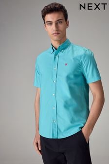 Blue Oxford 100% Cotton Short Sleeve Shirt (N17494) | $37