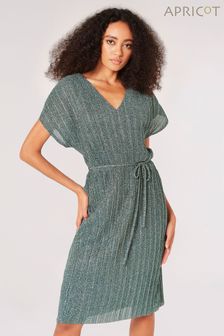 Apricot Green Mermaid Plisse V Midi Dress (N17543) | R858