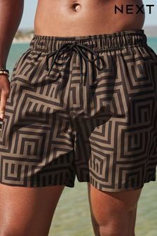 Black/Gold Monogram Regular Fit Printed Swim Shorts (N17600) | 89 QAR