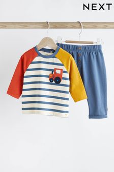 藍色拖拉機 - 嬰兒T恤和內搭褲2件組 (N17788) | NT$490 - NT$580