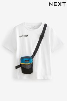 White Phone Bag Pocket Short Sleeve T-Shirt (3-16yrs) (N17940) | ￥1,740 - ￥2,260