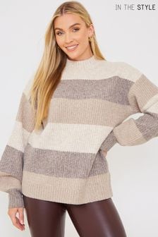 In The Style Brown Stacey Solomon Striped Tonal Jumper (N18028) | €52