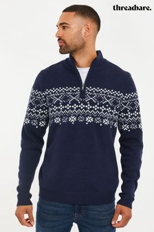 Threadbare Weihnachtlicher Pullover mit RV-Kragen (N18038) | 25 €
