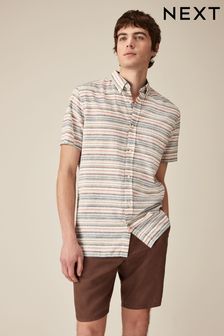 Bunt - Strukturiertes, gestreiftes Hemd mit kurzen Ärmeln (N18064) | 45 €