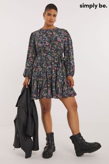 Simply Be Floral Belted Skater Dress (N18288) | €16