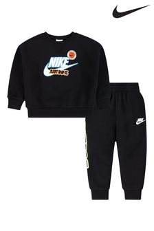 Nike Black Little Kids Wind Runner Sweat Top and Joggers Set (N18376) | kr584