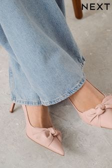 Nude Pink Forever Comfort® Leather Bow Mid Court Shoes (N18453) | $73