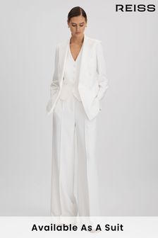 Reiss White Sienna Crepe Wide Leg Suit Trousers (N18476) | €271