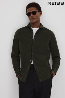 Reiss Khaki Vincy Corduroy Cutaway Collar Shirt (N18488) | $173