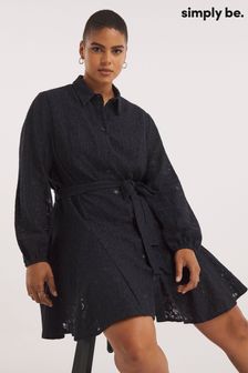 Черное короткое приталенное кружевное платье Simply Be Godet (N18499) | €26