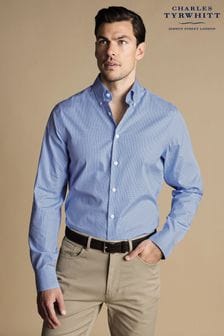 藍色 - Charles Tyrwhitt 格子不需熨烫纽扣牛津修身衬衫 (N18830) | NT$3,030